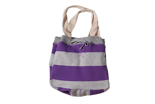 Purple with grey stripes tote bag