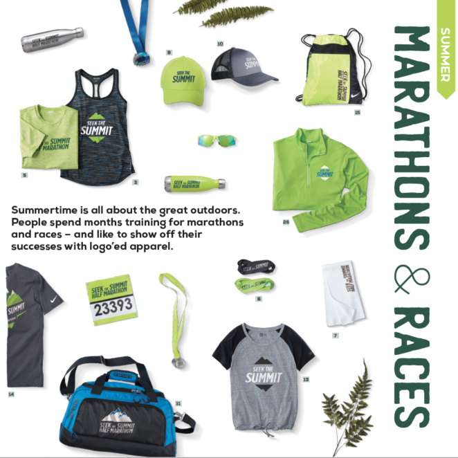promotional items for runners marathon shirts bags