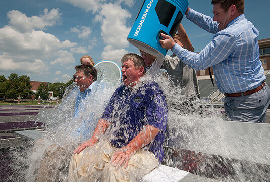 man doing the ice bucket challenge