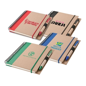 Recycled notebook and pen