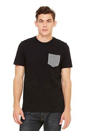 Bella Canvas mens jersey pocket tee comes in either color contrasting pockets or matching pockets