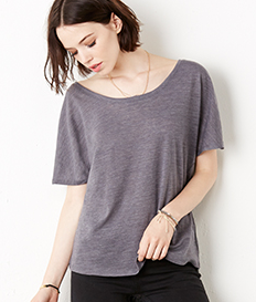 Bella Canvas slouchy tee drapes the female body nicely and can be worn on and off shoulder