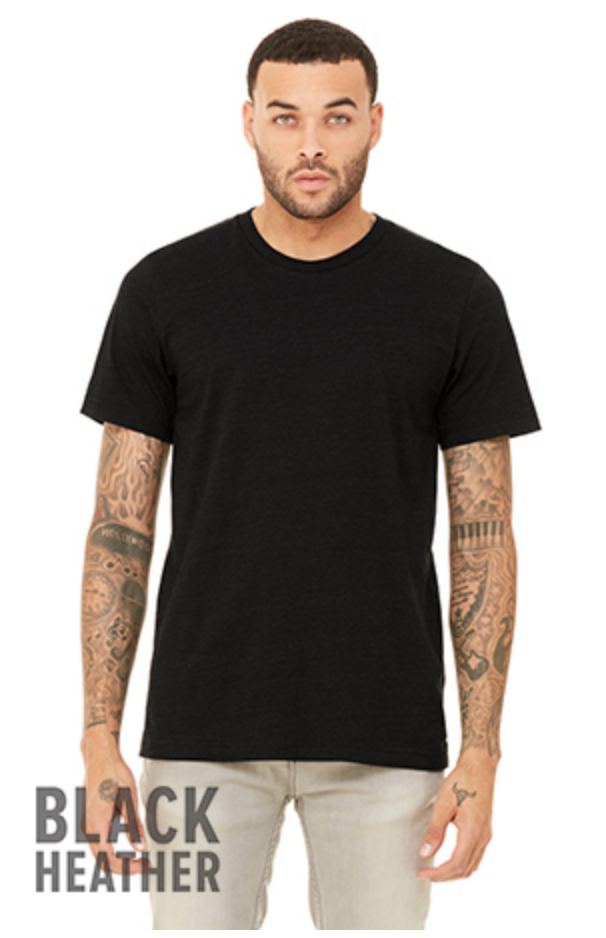 short sleeve tee in black heather. Bella Canvas Custom Printed T-shirts