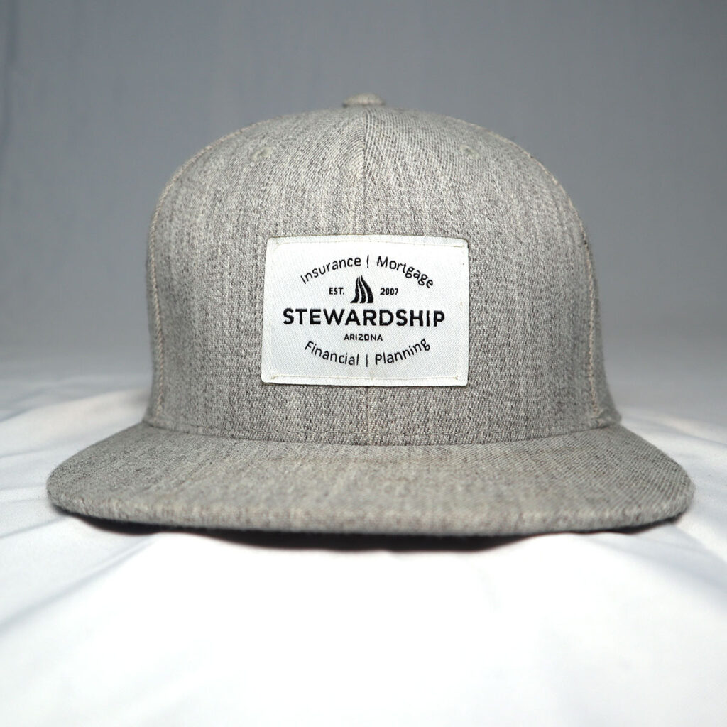 Grey Wool Hat Snapback with woven patch