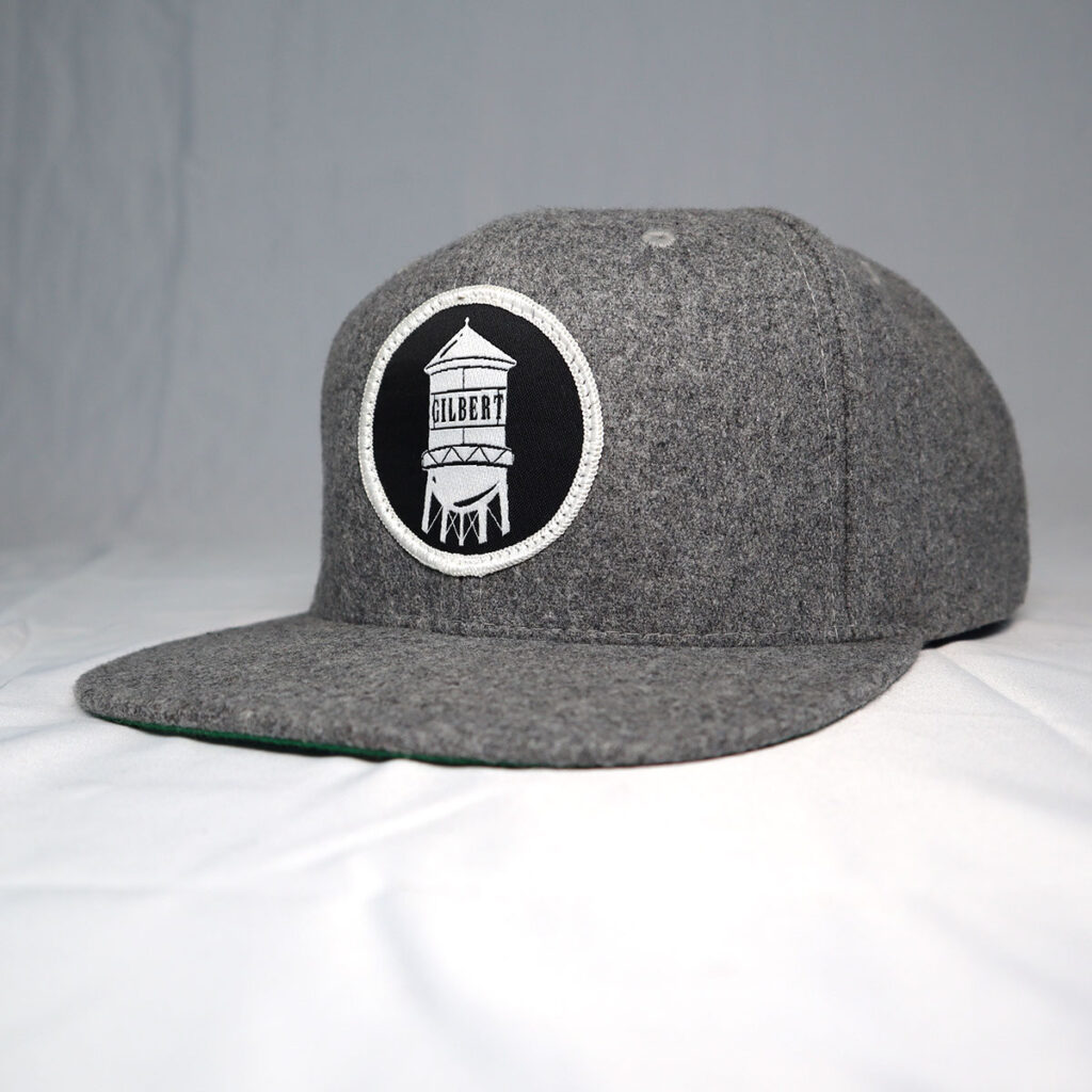 Flexfit wool snapback hat with woven patch