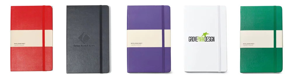 custom moleskine notebooks of different colors
