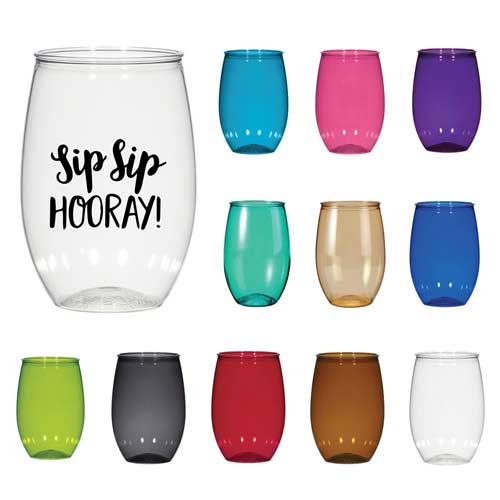 stemless plastic wine glass